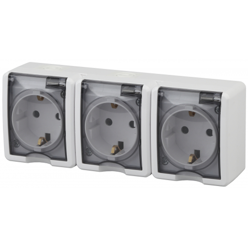 Розетка 3х2P+E IP54 шторки 16A-250В ОУ белый 11-2406-01 Эксперт ЭРА